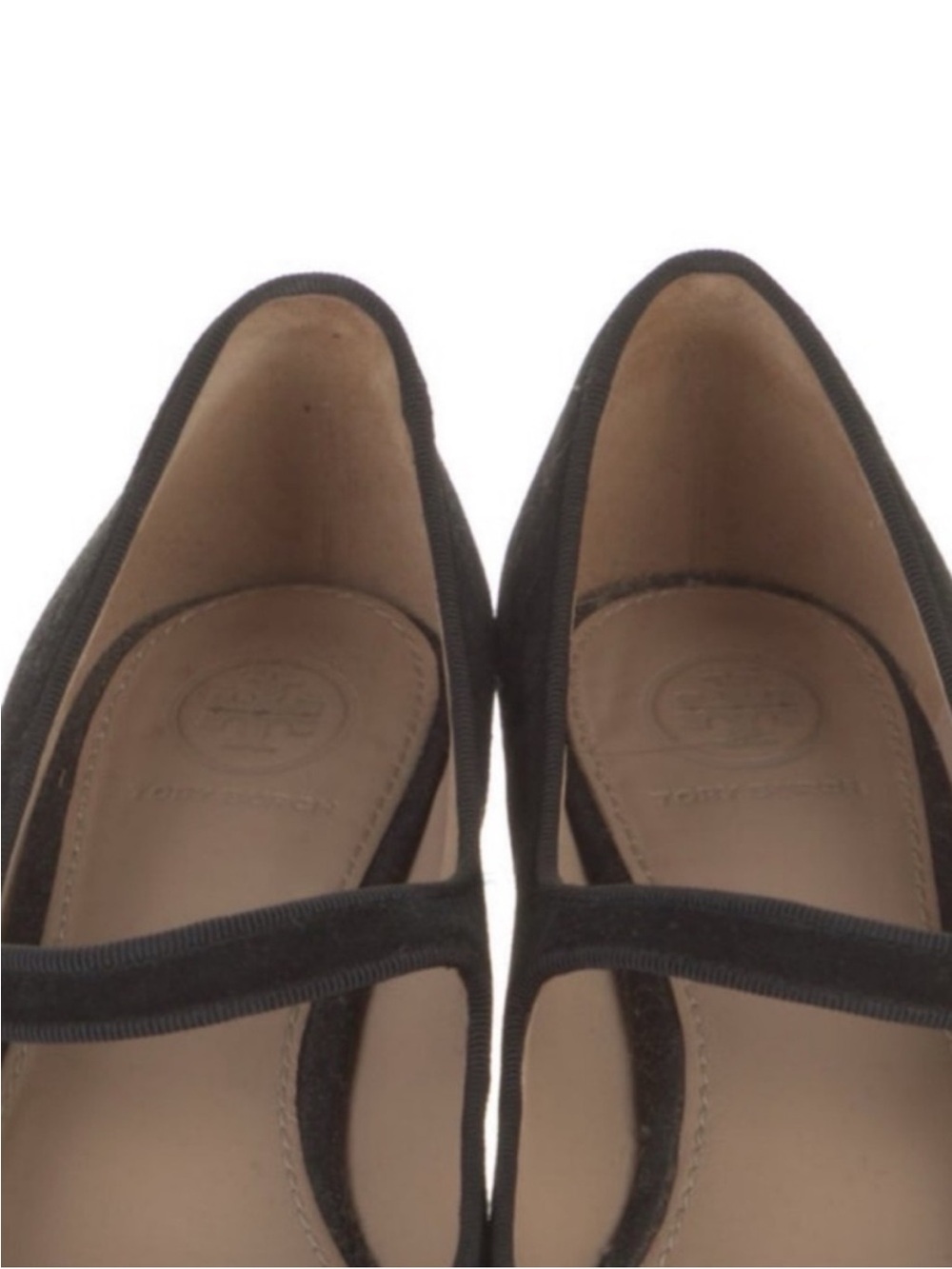 TORY BURCH Marisa Black Suede Mary Jane Gold Block Heel Pump - Picture 8 of 10